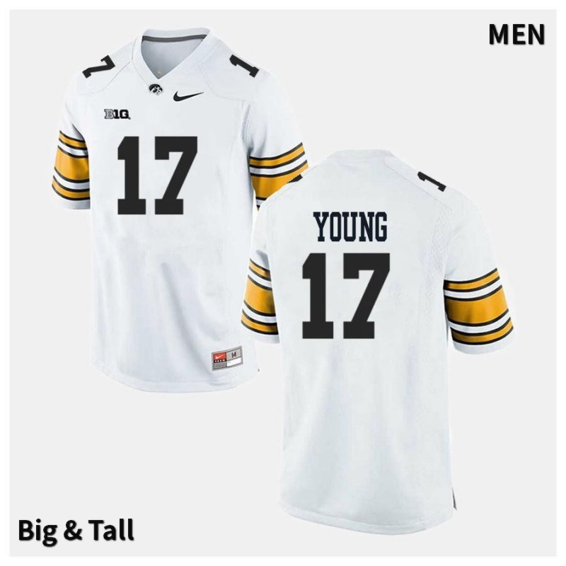 Men's Iowa Hawkeyes NCAA #17 Devonte Young White Authentic Nike Big & Tall Alumni Stitched College Football Jersey OU34H04OO